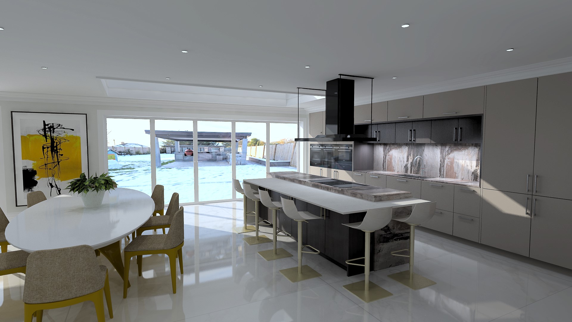Island Oasis: A Modern Kitchen Design with an Inviting Seating Area