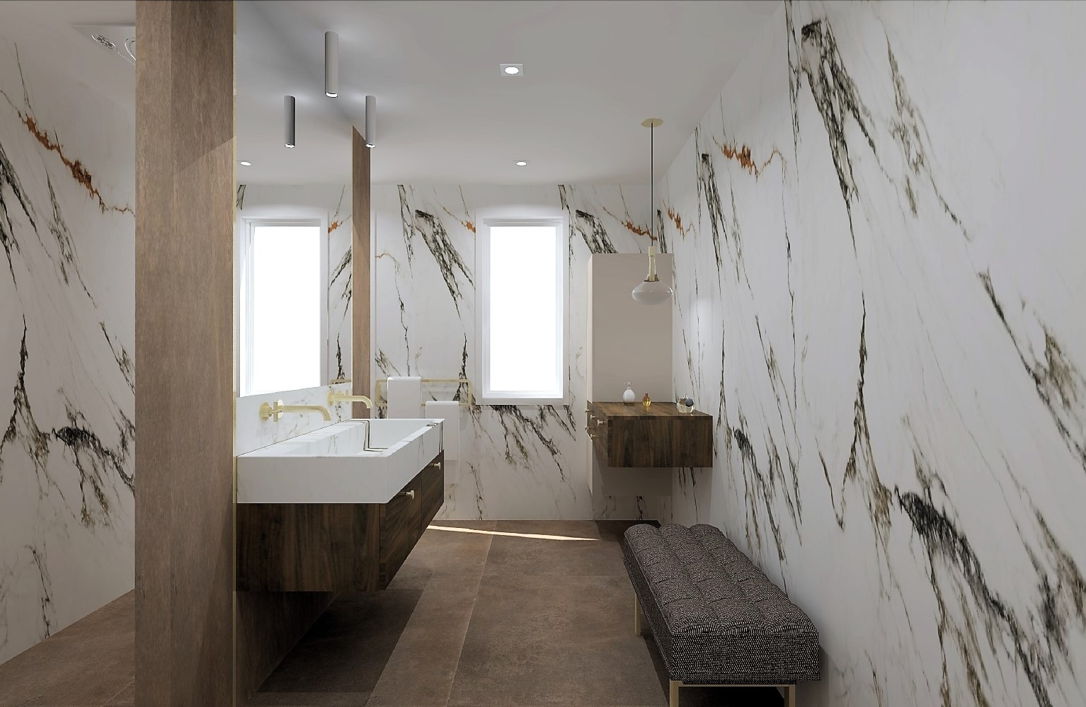 Salle de bain marbre chic